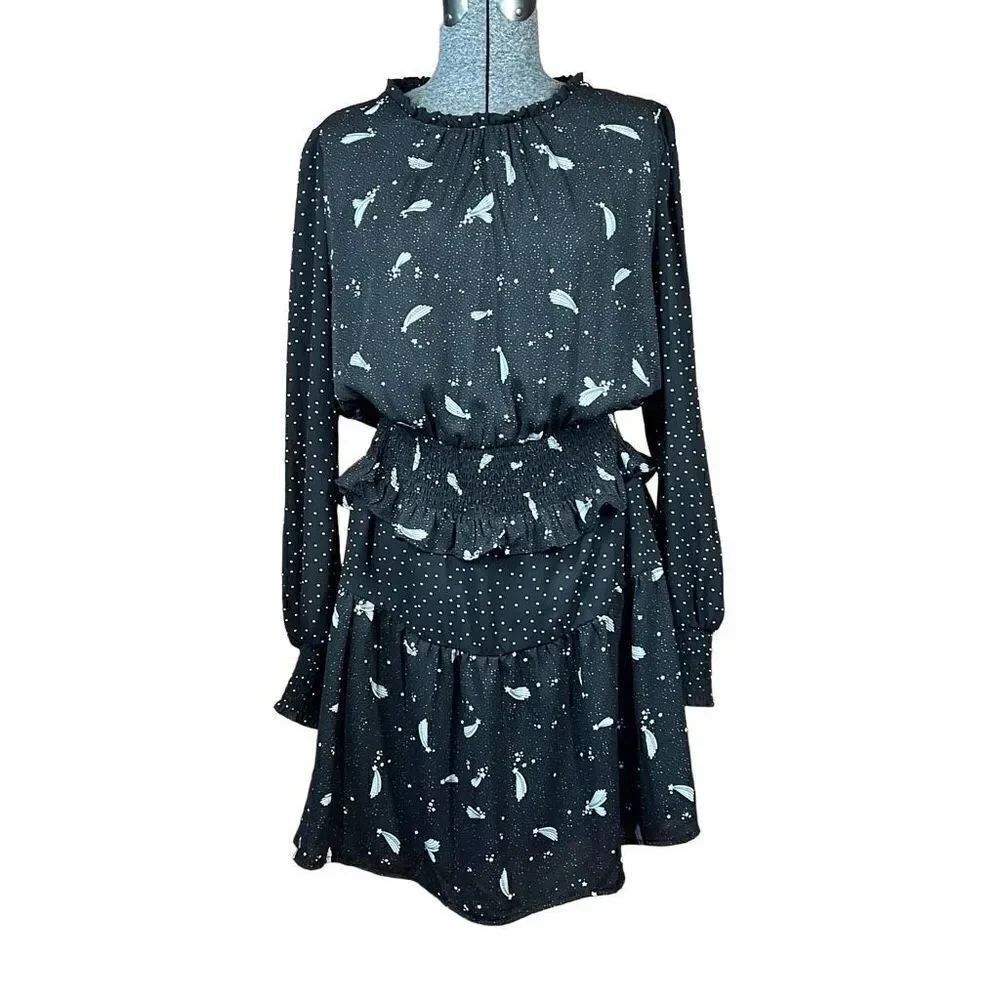 Popsugar Black White and Cream Multi Print Tiered Dresss Size XL